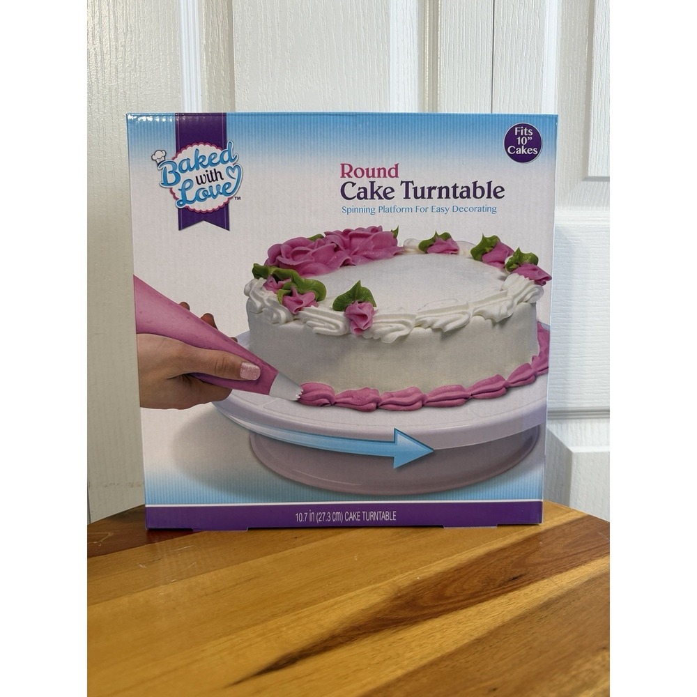 Cake Decorating Round Turntable 10" Cake Spinning Easy Decorating Baked W/ Love‎